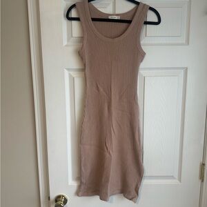 Ribbed Tan Sleeveless Dress